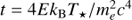 $ t = 4E{k_{\rm{B}}}{T_ \star }/m_e^2{c^4} $