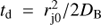 $ {t_{\rm{d}}} = r_{{\rm{j0}}}^2/2{D_{\rm{B}}} $