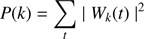 $$ \begin{aligned} P(k) = \sum _{t} \mid W_{k}(t) \mid ^{2} \end{aligned} $$