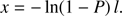 $$ \begin{aligned} x=-\ln (1-P)\,l. \end{aligned} $$