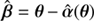 $ \hat{\boldsymbol{\beta}} = \boldsymbol{\theta} - \hat{\boldsymbol{\alpha}}(\boldsymbol{\theta}) $