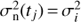 $$\sigma _{\rm{n}}^2({t_j}) = \sigma _i^2$$