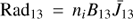 $${\rm{Ra}}{{\rm{d}}_{13}}{\mkern 1mu} = {\mkern 1mu} {n_i}{B_{13}}{\bar J_{13}}$$