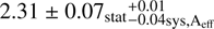 $2.31\pm0.07_{\mathrm{stat}}\substack{+0.01 \\ -0.04}_{\mathrm{sys, A_{eff}}}$