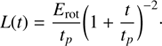 $$ \begin{aligned} L(t)= \frac{E_{\rm rot}}{t_{p}} \bigg (1+\frac{t}{t_{p}}\bigg )^{-2}\cdot \end{aligned} $$