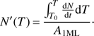 $$ N'{(T)}=\frac{\int_{T_0}^T\frac{\mathrm dN}{\mathrm dt}\mathrm dT}{A_{1\text{ML}}}. $$