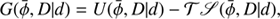 $$ \begin{aligned} G(\bar{\phi }, D \vert d)= U( \bar{\phi }, D \vert d) - \mathcal{T} \fancyscript {S} (\bar{\phi }, D \vert d), \end{aligned} $$
