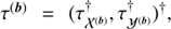 $ \tau^{(\boldsymbol{b})}= (\tau^{\dagger}_{\mathcal{X}^{(\boldsymbol{b})}}, \tau^{\dagger}_{\mathcal{Y}^{(\boldsymbol{b})}})^{\dagger}, $