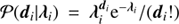 $$ {\cal P}({\boldsymbol{d}_i}|{\boldsymbol{\lambda} _i}) = \boldsymbol{\lambda} _i^{{d_i}}{{\rm{e}}^{ - {\lambda _i}}}/({\boldsymbol{d}_i}!) $$