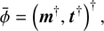 $$ \begin{aligned}&\bar{\phi } = \left( \boldsymbol{m}^{\dagger }, \boldsymbol{t}^{\dagger }\right)^{\dagger }, \end{aligned} $$