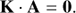 $$ \begin{aligned} \mathbf{K } \cdot \mathbf{A } = \mathbf{0 }. \end{aligned} $$