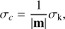 $$ \begin{aligned} \sigma _c = \frac{1}{|\mathbf{m }|} \sigma _{\rm k}, \end{aligned} $$