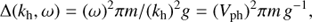 $$\Delta ({k_{\rm{h}}},\omega ) = {(\omega )^2}\pi m/{({k_{\rm{h}}})^2}g = {({V_{{\rm{ph}}}})^2}\pi m{\mkern 1mu} {g^{ - 1}},$$