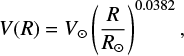 $ \begin{equation} V (R) = V_{\odot} \left({R \over R_{\odot}}\right)^{0.0382}, \end{equation} $