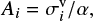 $$ \begin{equation} A_i = \sigma_{i}^{\rm v} / \alpha, \end{equation} $$