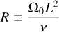 $$ \begin{aligned} R \equiv \frac{\Omega _0 L^2}{\nu } \end{aligned} $$