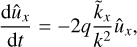 $$ \begin{aligned} \frac{\mathrm{d} \hat{u}_x}{\mathrm{d}t}=-2q\frac{\tilde{k}_x}{k^2} \hat{u}_x, \end{aligned} $$