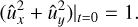 $$ \begin{aligned} (\hat{u}_x^2 + \hat{u}_y^2)|_{t=0} = 1.\nonumber \end{aligned} $$