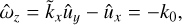 $$ \begin{aligned} \hat{\omega }_z = \tilde{k}_x \hat{u}_y - \hat{u}_x = -k_0, \end{aligned} $$