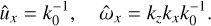 $$ \begin{aligned} \hat{u}_x = k_0^{-1}, \quad \hat{\omega }_x = k_z k_x k_0^{-1}. \end{aligned} $$
