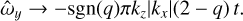 $$ \begin{aligned} \hat{\omega }_y \rightarrow - \mathrm{sgn}(q) \pi k_z |k_x| (2-q)\, t. \end{aligned} $$