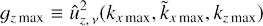 $$ \begin{aligned} g_{z\,\text{max}} \equiv \hat{u}_{z,\,\nu }^2( k_{x\,\text{max}}, \tilde{k}_{x\,\text{max}}, k_{z\,\text{max}} ) \end{aligned} $$