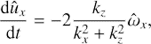$$ \begin{aligned} \frac{\mathrm{d} \hat{u}_x}{\mathrm{d}t}=-2\frac{k_z}{k_x^2+k_z^2}\hat{\omega }_x, \end{aligned} $$