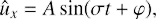 $$ \begin{aligned} \hat{u}_x = A \sin (\sigma t +\varphi ), \end{aligned} $$