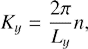 $$ \begin{aligned} K_y = \frac{2\pi }{L_y} n, \end{aligned} $$