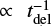 $ \propto t_{\rm del}^{-1} $