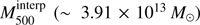 $ M_{500}^{{\rm{interp}}}\,( \sim 3.91 \times {10^{13}}{M_ \odot })\ $