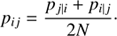$$ \begin{aligned} p_{ij} = \frac{p_{j\mid i} + p_{i\mid j}}{2N}\cdot \end{aligned} $$