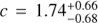 $ c={1.74^{+0.66}_{-0.68}} $