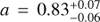 $ a={0.83^{+0.07}_{-0.06}} $