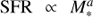 $ {\mathrm{SFR}} \propto M_{*}^{a} $