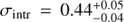 $ {\sigma _{{\mathop{\rm i}\nolimits} {\rm{ntr}}}} = 0.44_{ - 0.04}^{ + 0.05} $