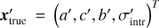 $ {\boldsymbol{x}}_{\mathrm{true}} = \left(\hat{a}, \hat{c}, \hat{b}, {\hat{\sigma}}_{\mathrm{intr}}\right)^{T} $
