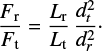 $ \begin{equation} \frac{F_{\rm r}}{F_{\rm t}}=\frac{L_{\rm r}}{L_{\rm t}}\, \frac{d^2_t}{d^2_r}\cdot \end{equation} $