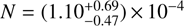 $N = (1.10^{+0.69}_{-0.47})\,{\times}\,10^{-4}$