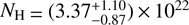 $N_{\rm H} = (3.37^{+1.10}_{-0.87})\,{\times}\,10^{22}$