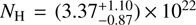 $N_{\rm H} = (3.37^{+1.10}_{-0.87})\,{\times}\,10^{22}$