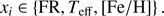 $$ \begin{aligned} x_i \in \left\{ {\mathrm{FR} },T_{\mathrm{eff} },{\mathrm{[Fe/H]} } \right\} . \end{aligned} $$