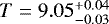 $T=9.05^{&#x002B;0.04}_{-0.03}$