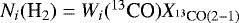 $N_i(\text{H}_2)=W_i({{}^{13}\textrm{CO}}) X_{{}^{13}\textrm{CO}(2-1)}$