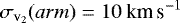 $ \sigma_{\textrm{v}_2}(arm) = 10~\textrm{km\,s}^{-1}$