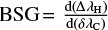 $BSG =\frac{{\rm d}(\Delta \lambda_{\rm H}) }{{\rm d}(\delta \lambda_{\rm C})}$