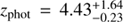 $$ z_{\rm phot}=4.43^{+1.64}_{-0.23} $$