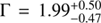 $$ \Gamma=1.99^{+0.50}_{-0.47} $$