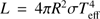 $ L = 4\pi {R^2}\sigma T_{{\rm{eff}}}^4 $