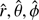 $ \hat{r}, \hat{\theta}, \hat{\phi} $